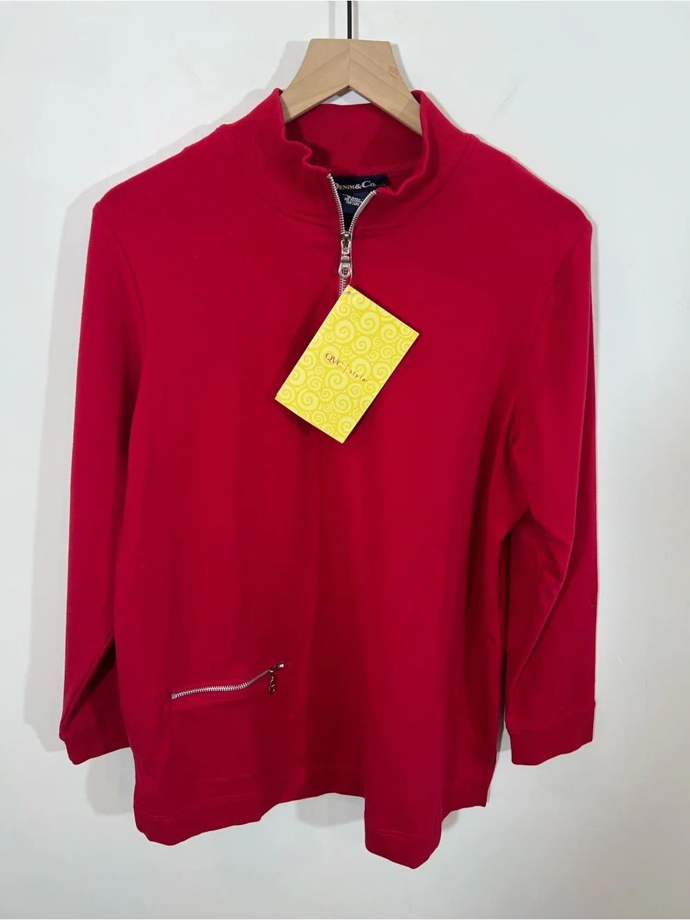 NWT Denim & Co red quarter zip sweater | Size M